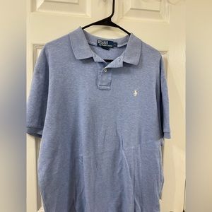 Ralph Lauren mens polo shirt.  Light blue.  Tiny hole in back near collar.